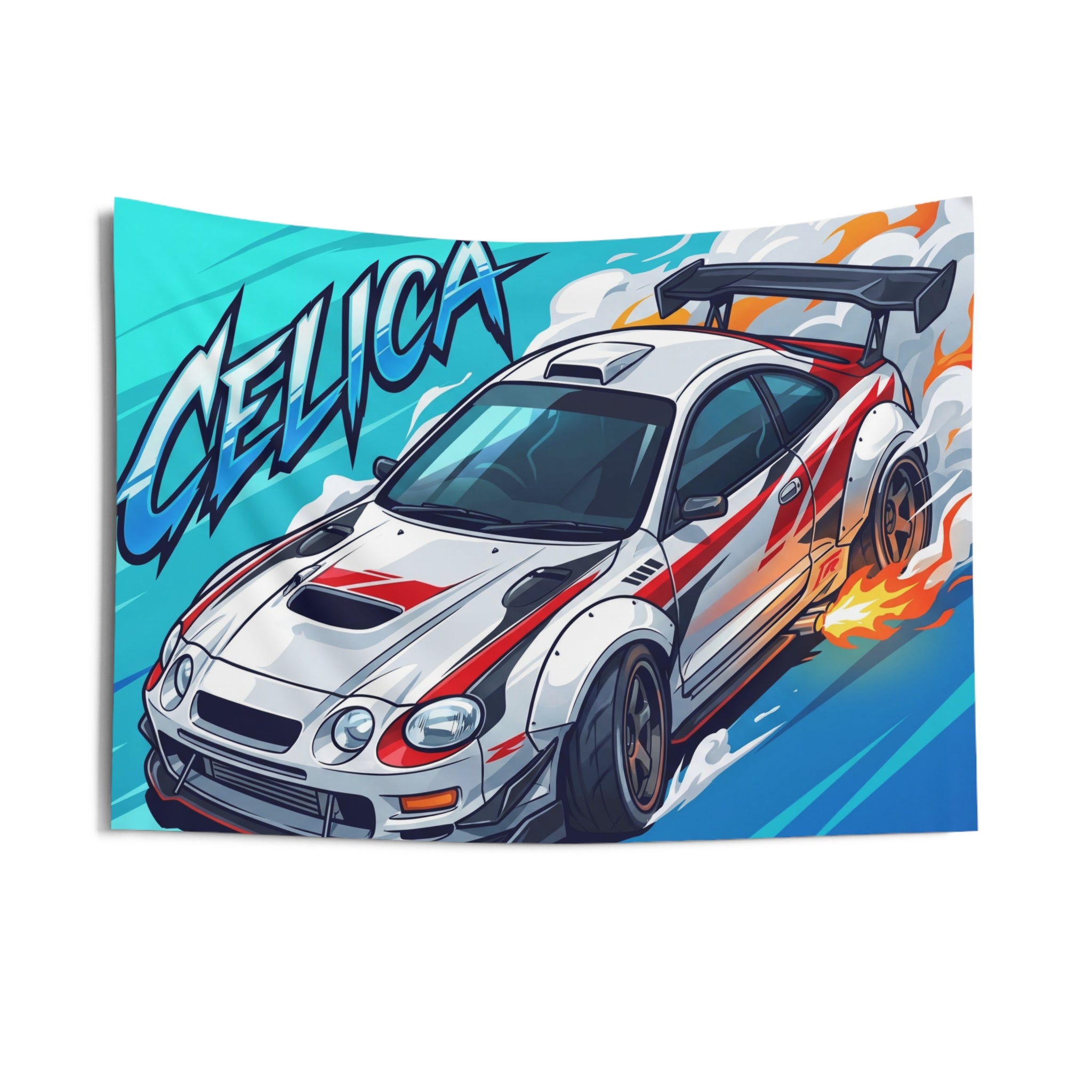 Toyota Celica GT-Four ST205 White Red Rally Livery Aerial Bold Graphic Car Wall Art Tapestry