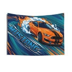 Ford Mustang Shelby S550 Orange Black Stripe Swirl Bold Graphic Car Wall Art Tapestry
