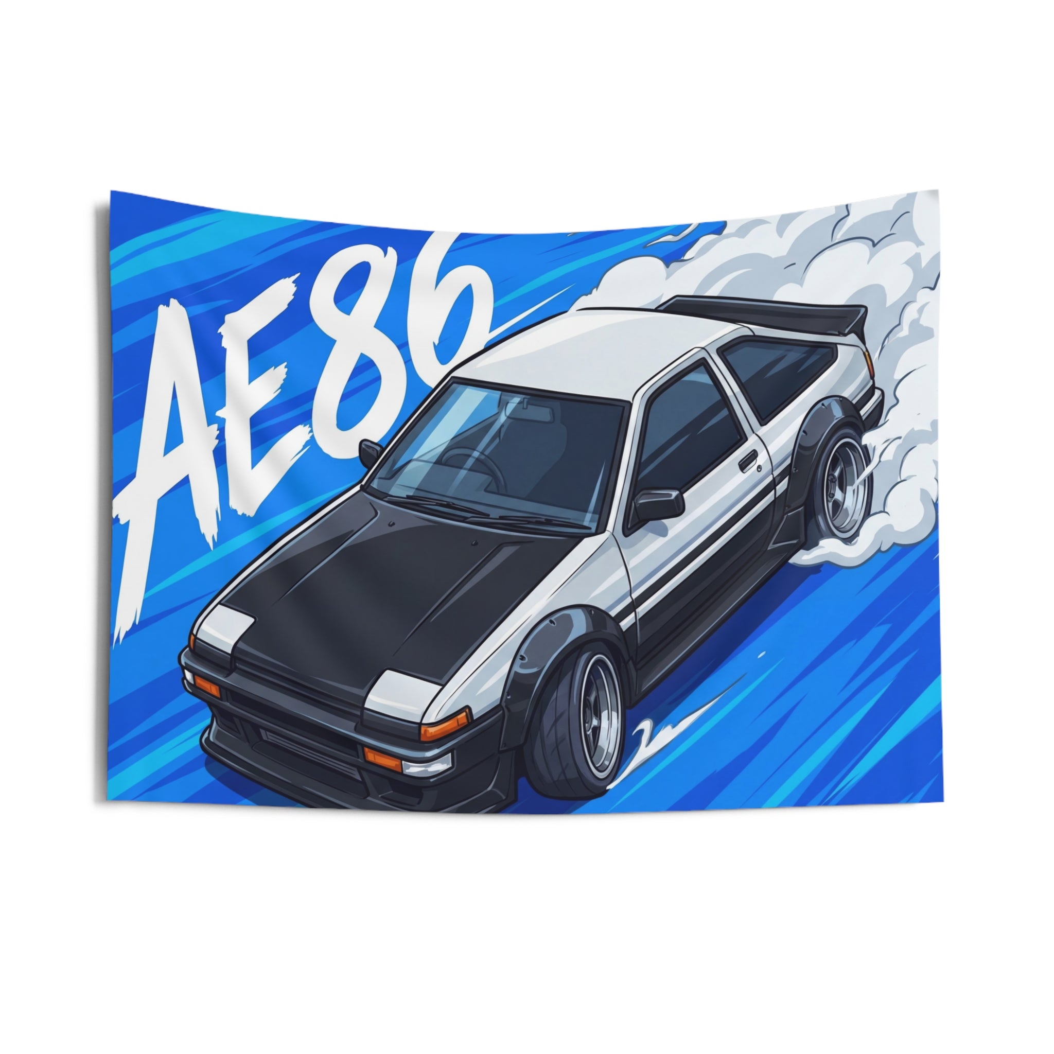 Toyota AE86 Sprinter Trueno Panda Aerial Front Bold Graphic Car Wall Art Tapestry