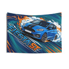 Ford Fiesta ST MK8 Blue Black Bonnet Stripe Swirl Vortex Bold Graphic Car Wall Art Tapestry