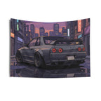 Nissan Skyline GT-R R32 JDM Cityscape Car Wall Art Tapestry