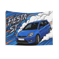 Ford Fiesta ST MK6 Performance Blue Three-Door Aerial Bold Graphic Car Wall Art Tapestry