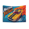 Ford Mustang 1967 Fastback Yellow Black Stripe Aerial Bold Graphic Car Wall Art Tapestry