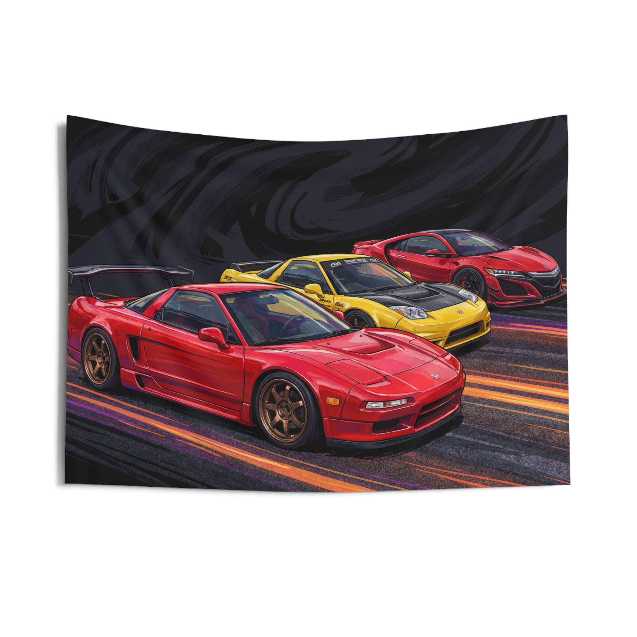 Honda NSX Generations Retro Modern Car Wall Art Tapestry