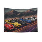 Ferrari Legends 250 GTO F40 F50 Enzo Illustrated Lineup Car Wall Art Tapestry