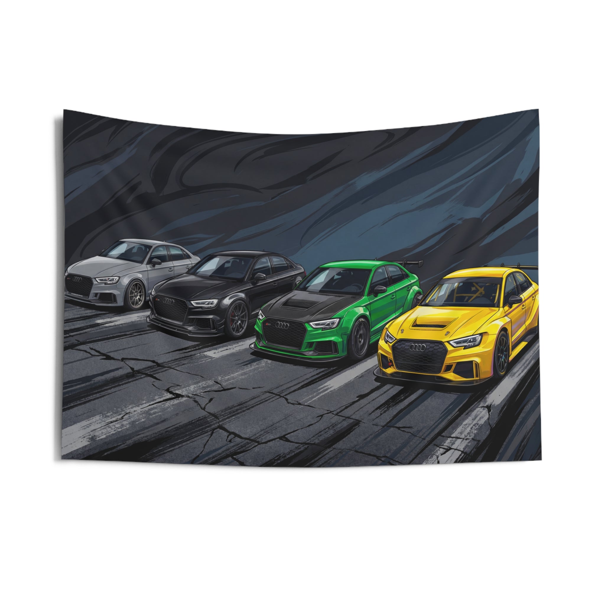 Audi RS 3 Sedan Quad Colour Widebody Street Car Wall Art Tapestry