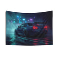 Nissan GTR R34 Skyline Car Tapestry Neon Cyberpunk Wall Art
