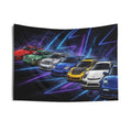 Porsche 911 Generations Neon Car Wall Art Tapestry