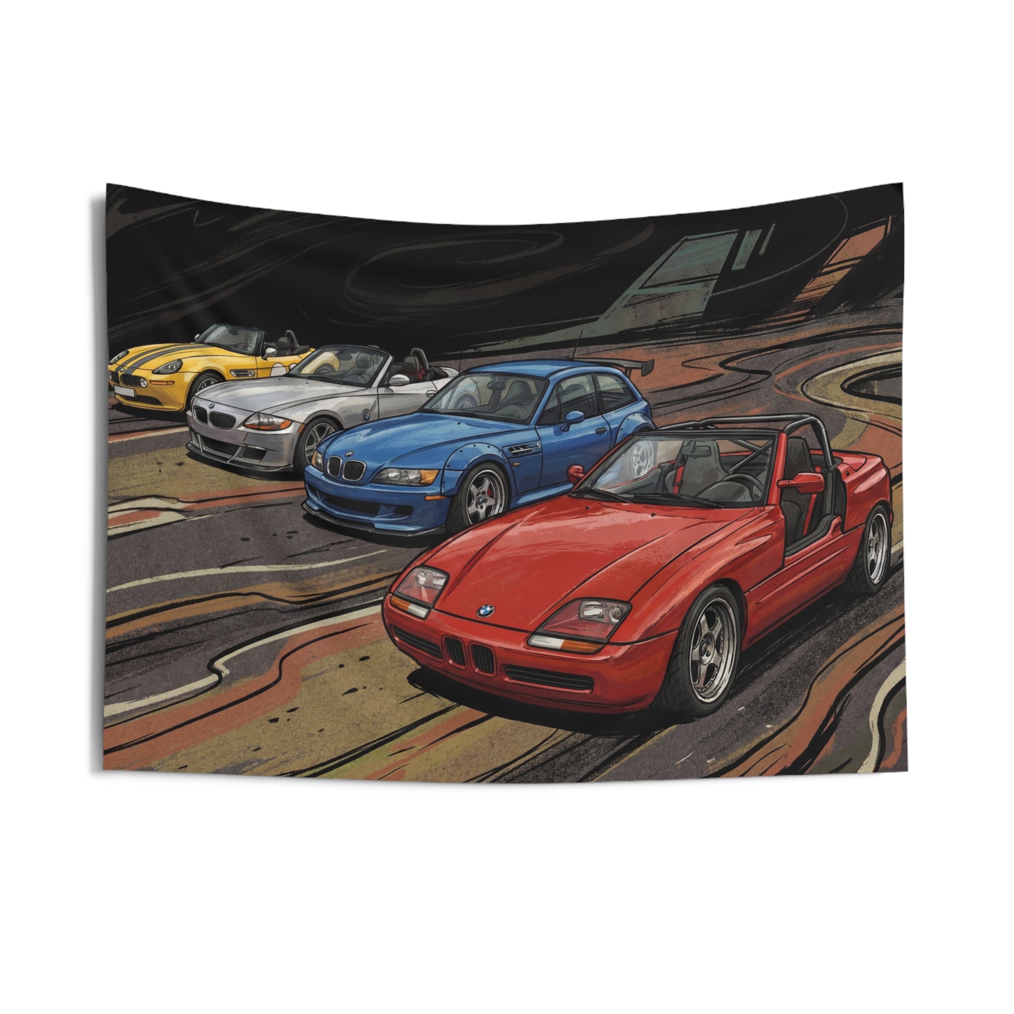 BMW Z Series Roadster Z1 Z3 M Coupé Z4 Lineup Car Wall Art Tapestry