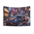 Porsche 718 Cayman GT4 JDM Neon Car Wall Art Tapestry