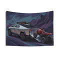 Tesla Cybertruck & Cyberquad ATV Mountain Adventure Car Wall Art Tapestry