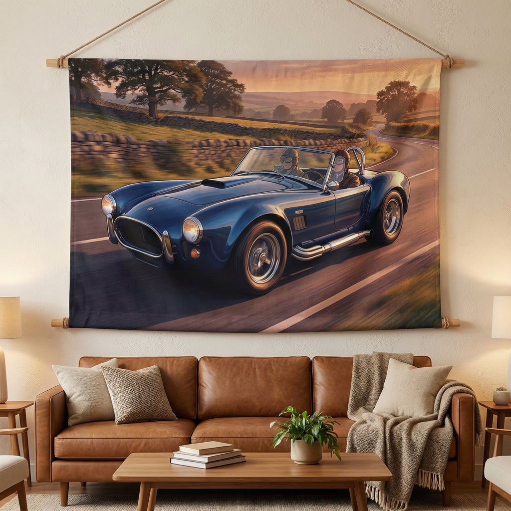Classic AC Cobra Roadster Tapestry Vintage Car Wall Art