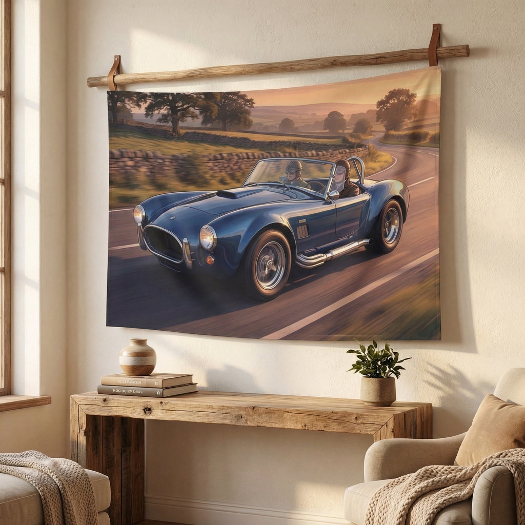 Classic AC Cobra Roadster Tapestry Vintage Car Wall Art