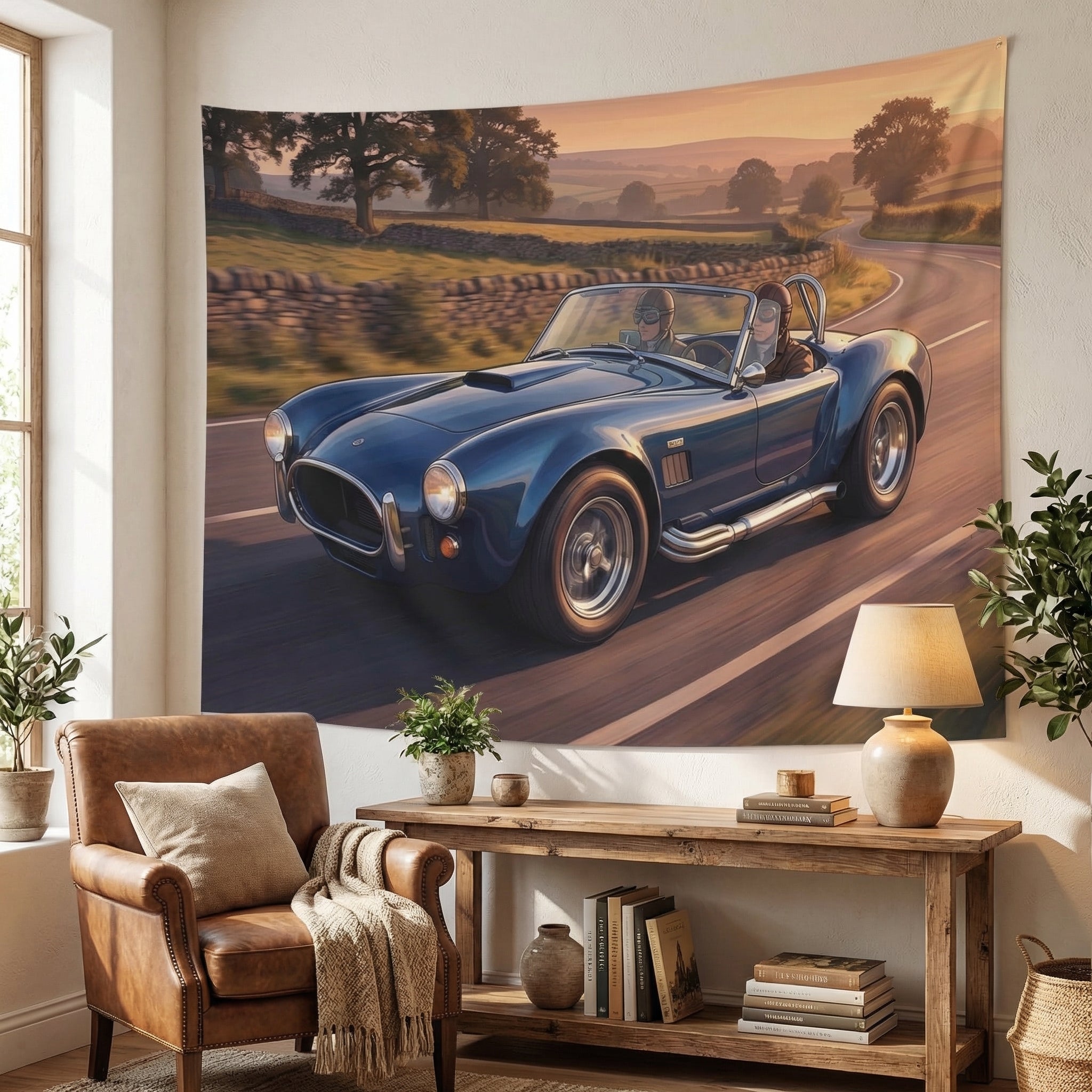 Classic AC Cobra Roadster Tapestry Vintage Car Wall Art