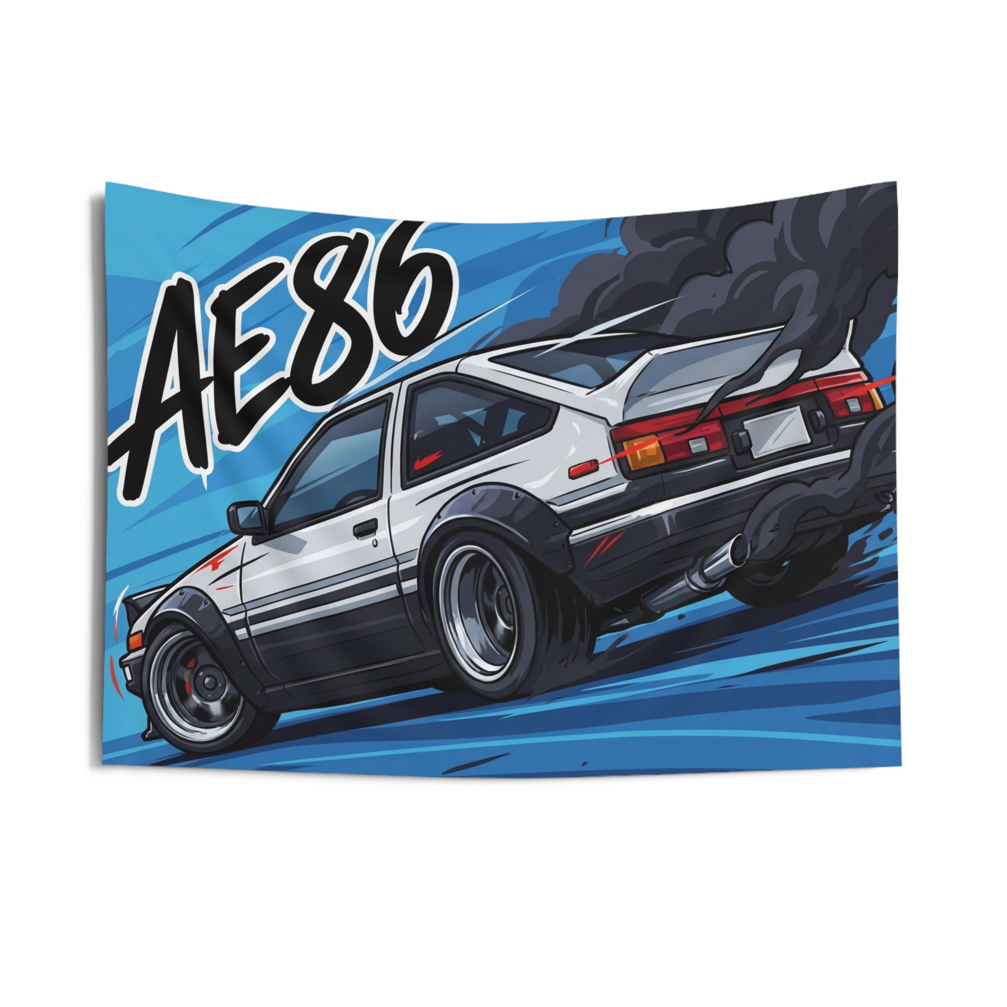 Toyota AE86 Sprinter Trueno White Panda Rear Quarter Bold Graphic Car Wall Art Tapestry