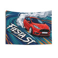 Ford Fiesta ST MK7 Race Red Vortex Swirl Three-Door Bold Graphic Car Wall Art Tapestry