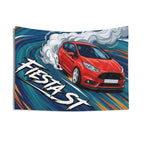 Ford Fiesta ST MK7 Race Red Vortex Swirl Three-Door Bold Graphic Car Wall Art Tapestry