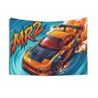 Toyota MR2 SW20 Orange Black Bonnet GT Wing Aerial Bold Graphic Car Wall Art Tapestry