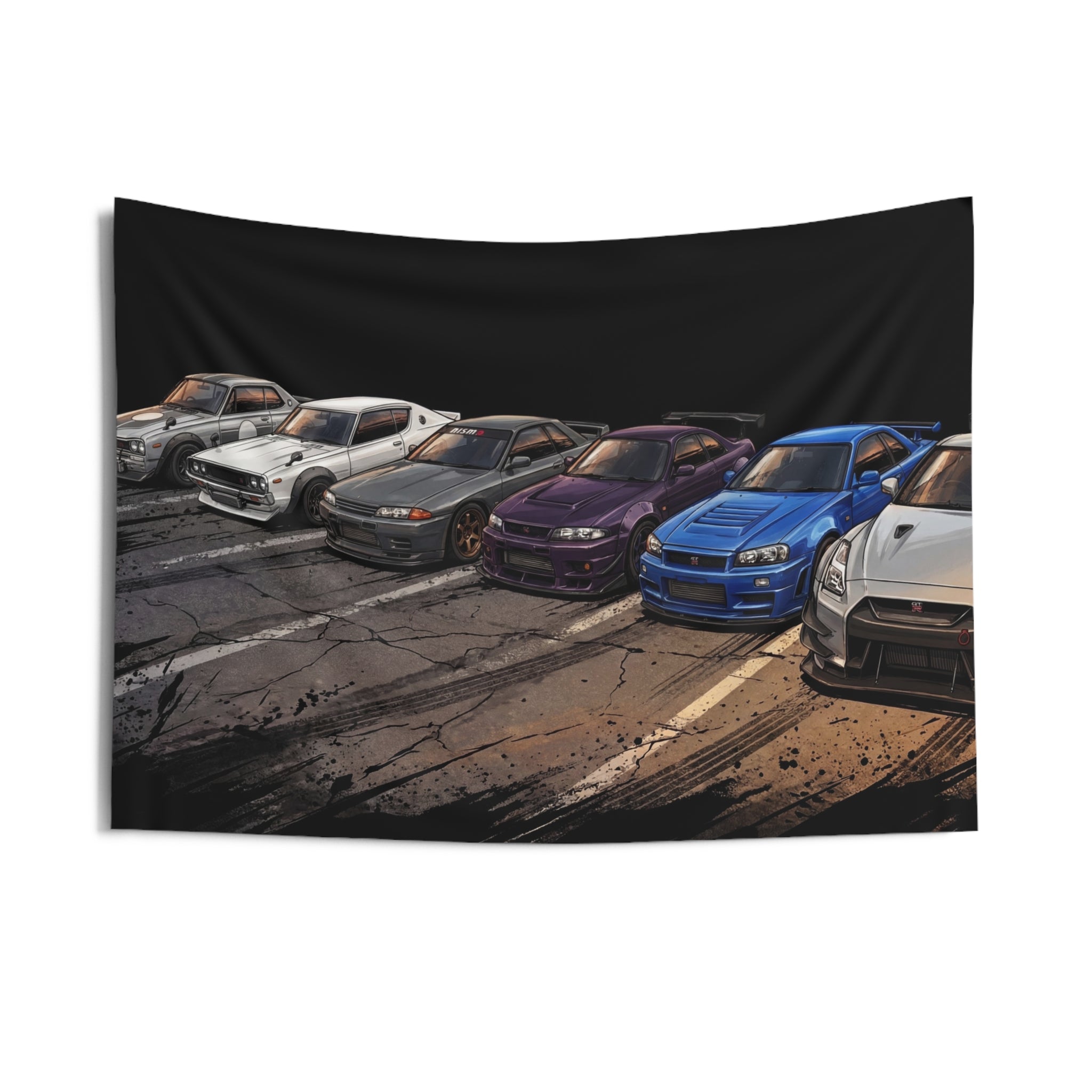 Nissan Skyline GT-R Generations JDM Car Wall Art Tapestry