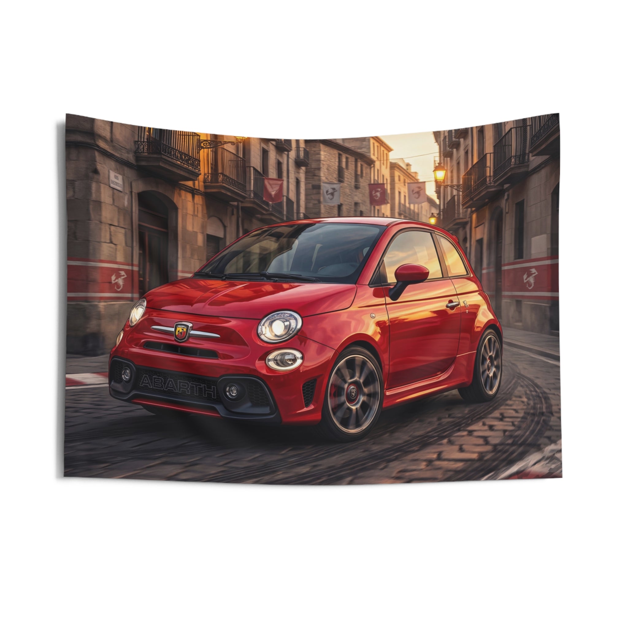 Red Abarth 500 Wall Art Tapestry Car Decor