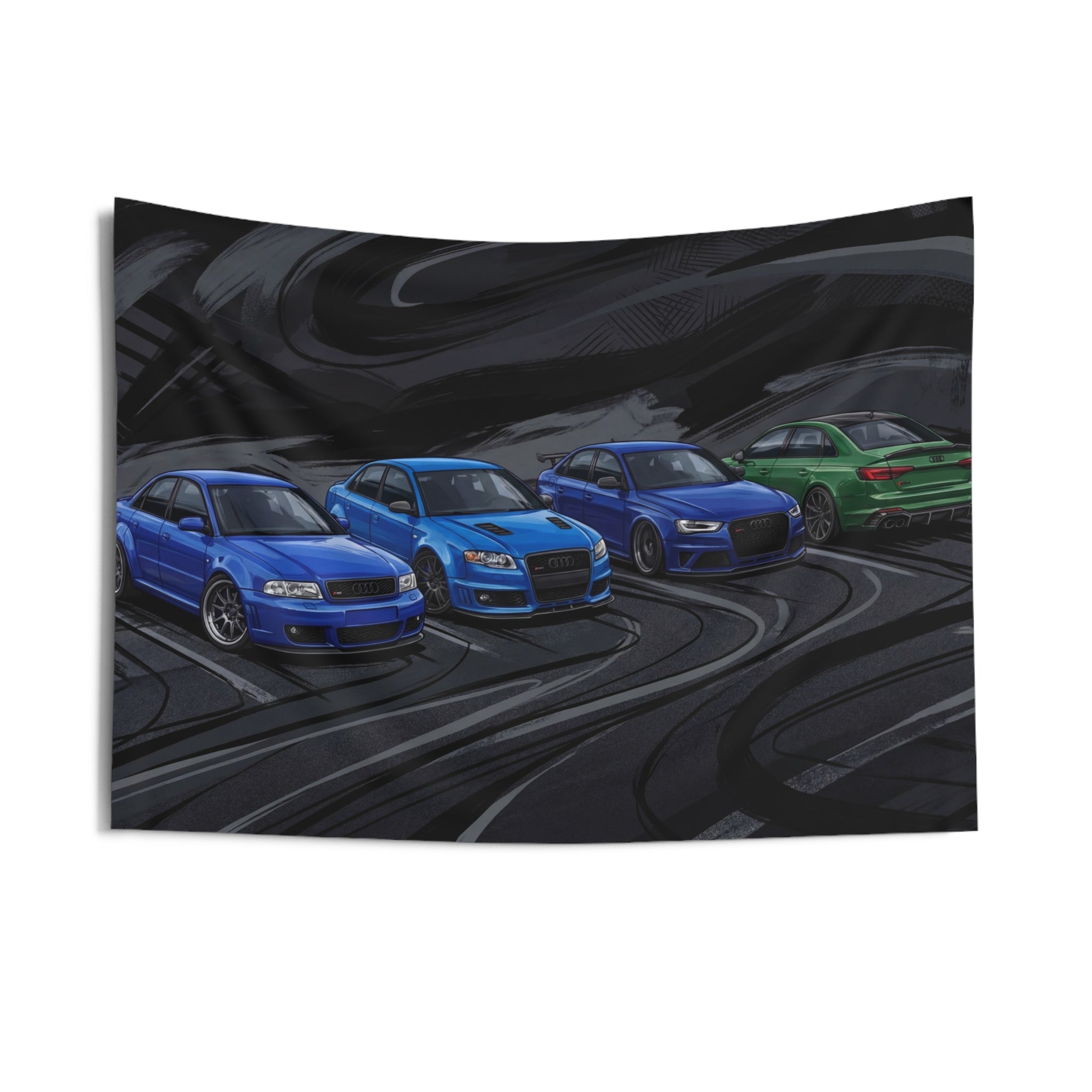 Audi RS 4 Generations Evolution Dark Abstract Car Wall Art Tapestry