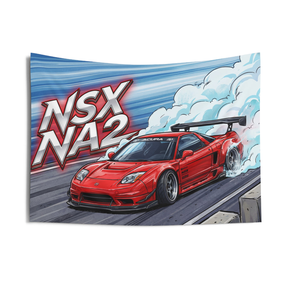 Honda NSX NA2 Red Acura Sponsor Decals GT Wing Dark Wheels Track Bold Graphic Car Wall Art Tapestry