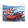 Honda NSX NA2 Red Acura Sponsor Decals GT Wing Dark Wheels Track Bold Graphic Car Wall Art Tapestry