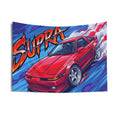 Toyota Supra MK3 A70 Red Chrome Wheels Aerial Bold Graphic Car Wall Art Tapestry