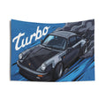 Porsche 911 Turbo 930 Dark Grey Classic Aerial Bold Graphic Car Wall Art Tapestry