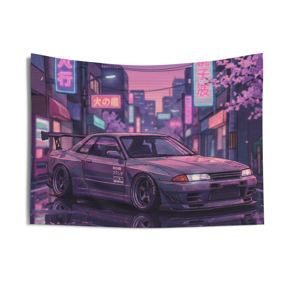 Nissan Skyline GT-R R32 JDM Neon Car Wall Art Tapestry