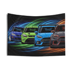 Ford Focus RS Generations Neon Car Wall Art Tapestry