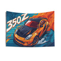 Nissan 350Z Orange Widebody Aerial View Bold Graphic Car Wall Art Tapestry