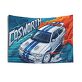 Ford Escort RS Cosworth White Blue Stripe Whale Tail Aerial Bold Graphic Car Wall Art Tapestry