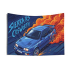 Ford Sierra RS Cosworth Blue Whale Tail Spoiler Aerial Bold Graphic Car Wall Art Tapestry