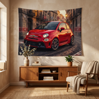 Red Abarth 500 Wall Art Tapestry Car Decor