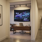 Porsche 911 Turbo S Neon Wall Tapestry Retro Cyberpunk Car Art
