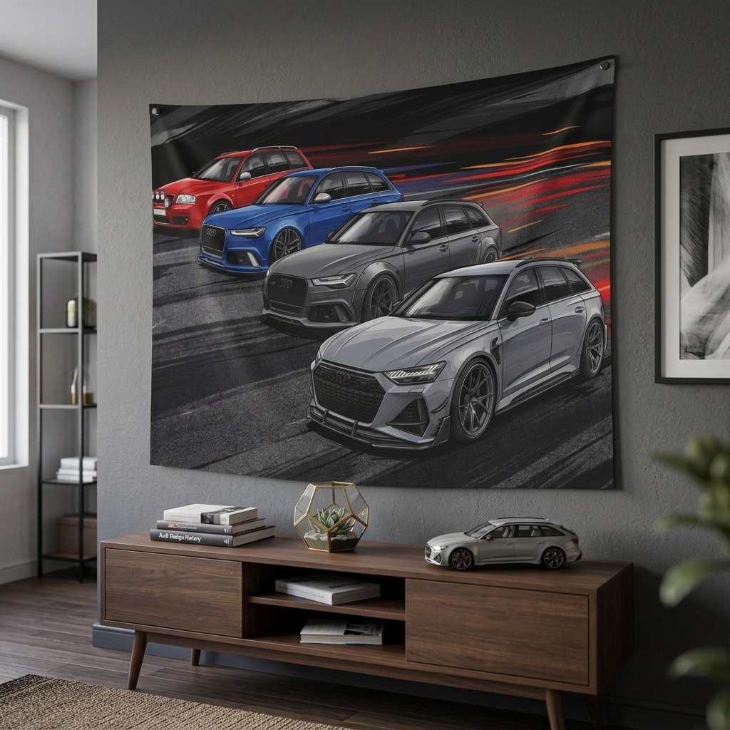 Audi RS 6 Avant Generations Heritage Lineup Car Wall Art Tapestry