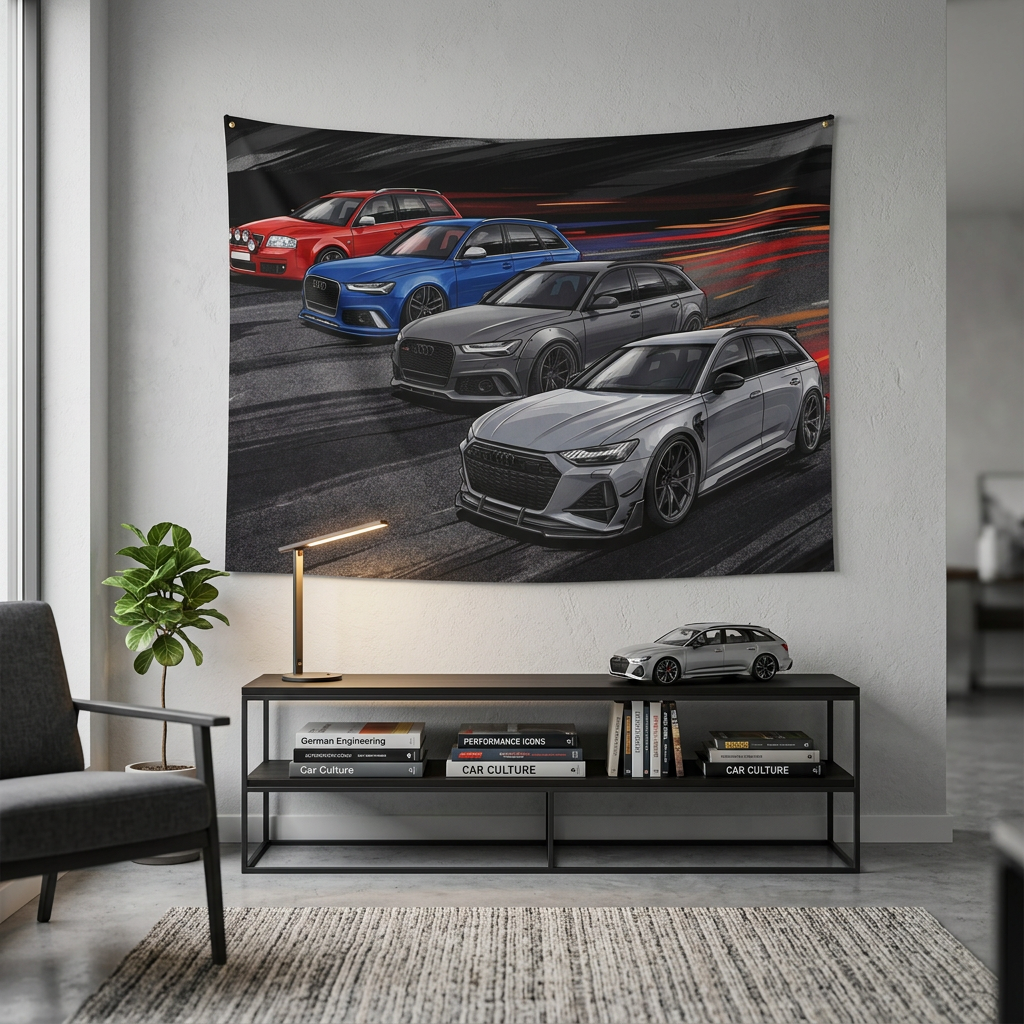 Audi RS 6 Avant Generations Heritage Lineup Car Wall Art Tapestry