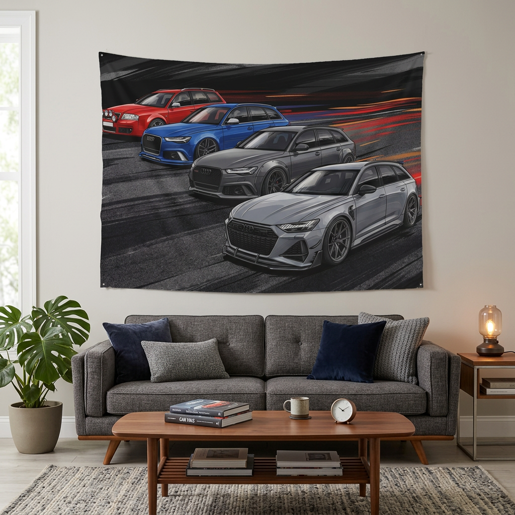 Audi RS 6 Avant Generations Heritage Lineup Car Wall Art Tapestry