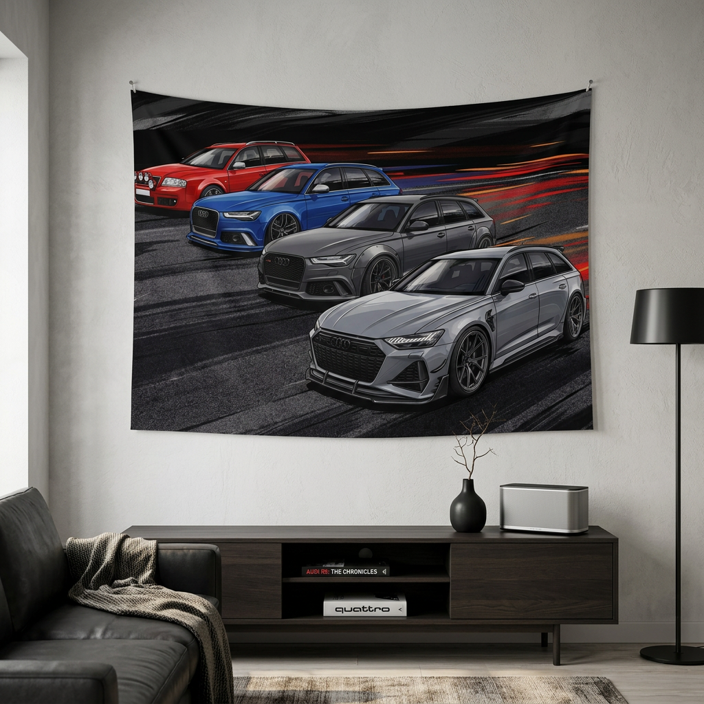 Audi RS 6 Avant Generations Heritage Lineup Car Wall Art Tapestry