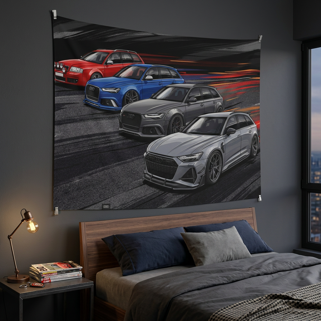 Audi RS 6 Avant Generations Heritage Lineup Car Wall Art Tapestry