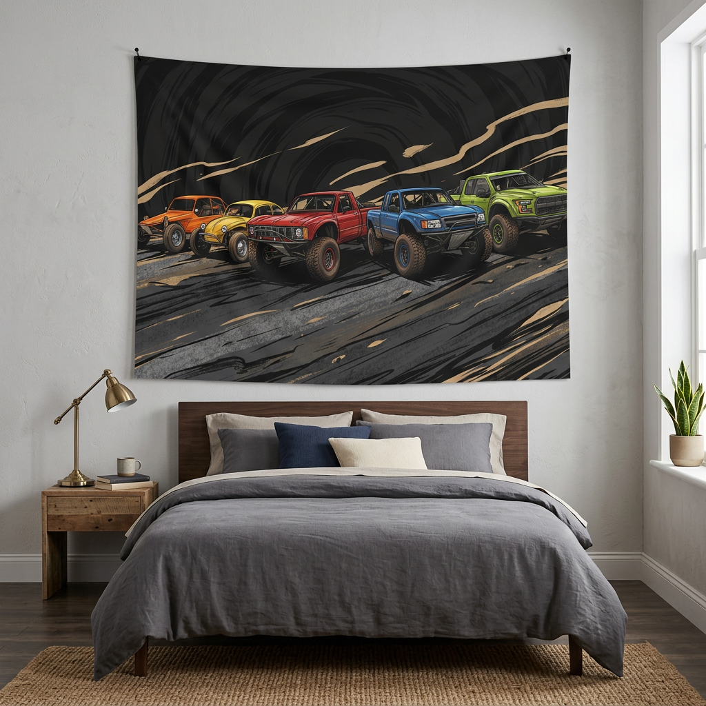 Baja Off-Road Racing Legends Trophy Truck Raptor Desert Car Wall Art Tapestry