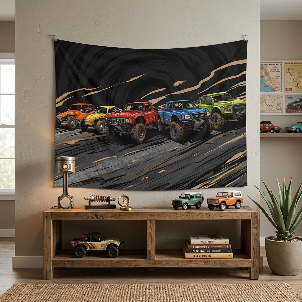 Baja Off-Road Racing Legends Trophy Truck Raptor Desert Car Wall Art Tapestry