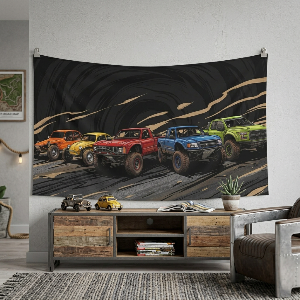 Baja Off-Road Racing Legends Trophy Truck Raptor Desert Car Wall Art Tapestry