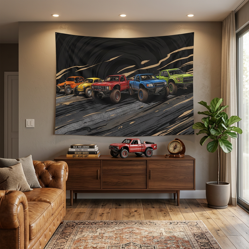 Baja Off-Road Racing Legends Trophy Truck Raptor Desert Car Wall Art Tapestry