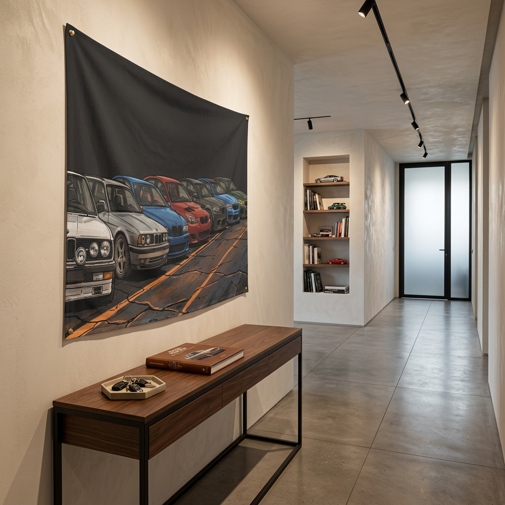 BMW M Generations Retro Modern Car Wall Art Tapestry