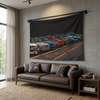 BMW M Generations Retro Modern Car Wall Art Tapestry