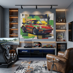 Retro Porsche 911 Car Tapestry Hanging Wall Art