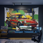 Retro Porsche 911 Car Tapestry Hanging Wall Art
