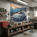 Porsche 911 Car Coastal Road Tapestry Sunset Print Wall Art